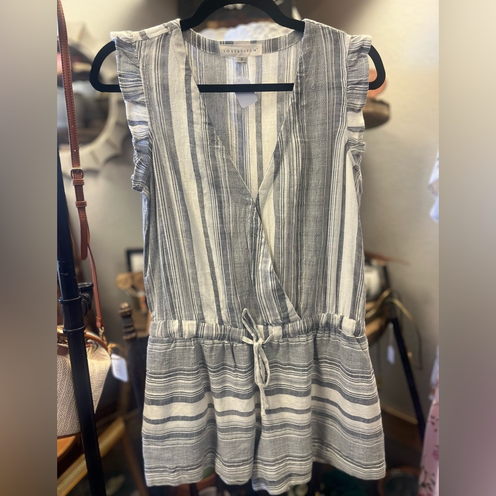 Lovestitch Gray and White Striped Top